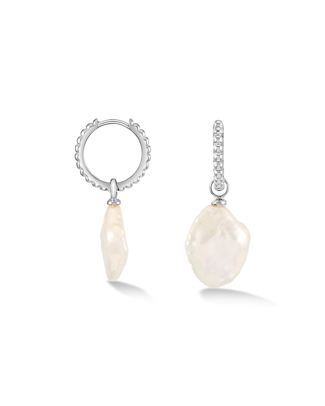 Dower & Hall White Luna Pearl Keshi Hoops