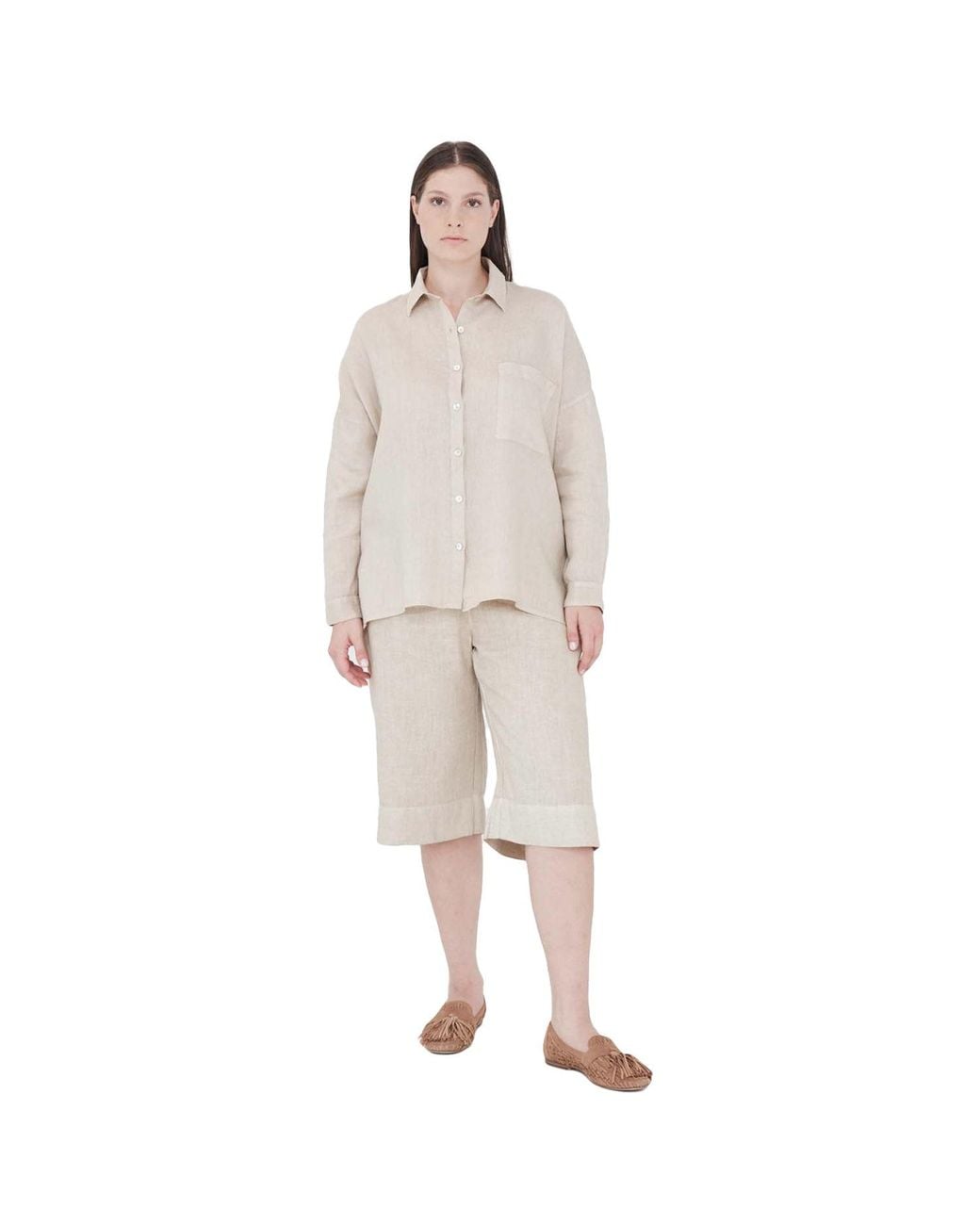 Haris Cotton Blue Solid Drop Shoulder Linen Shirt Ocean Air