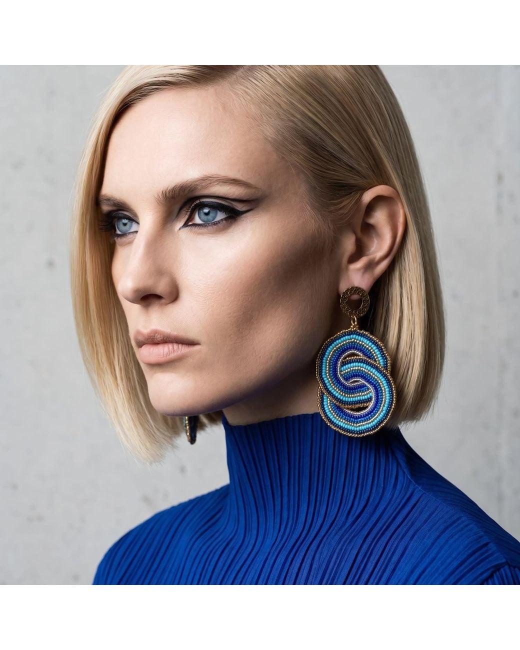 Iliana Arrazola Blue Crisscrossed Circle, Dangle Earrings, And, Glass Beads, Beaded Jewelry