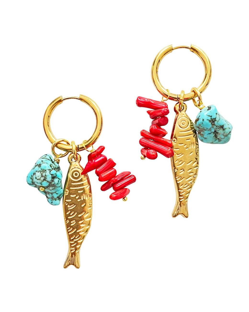 Smilla Brav Red Fish Coral Earrings Crete