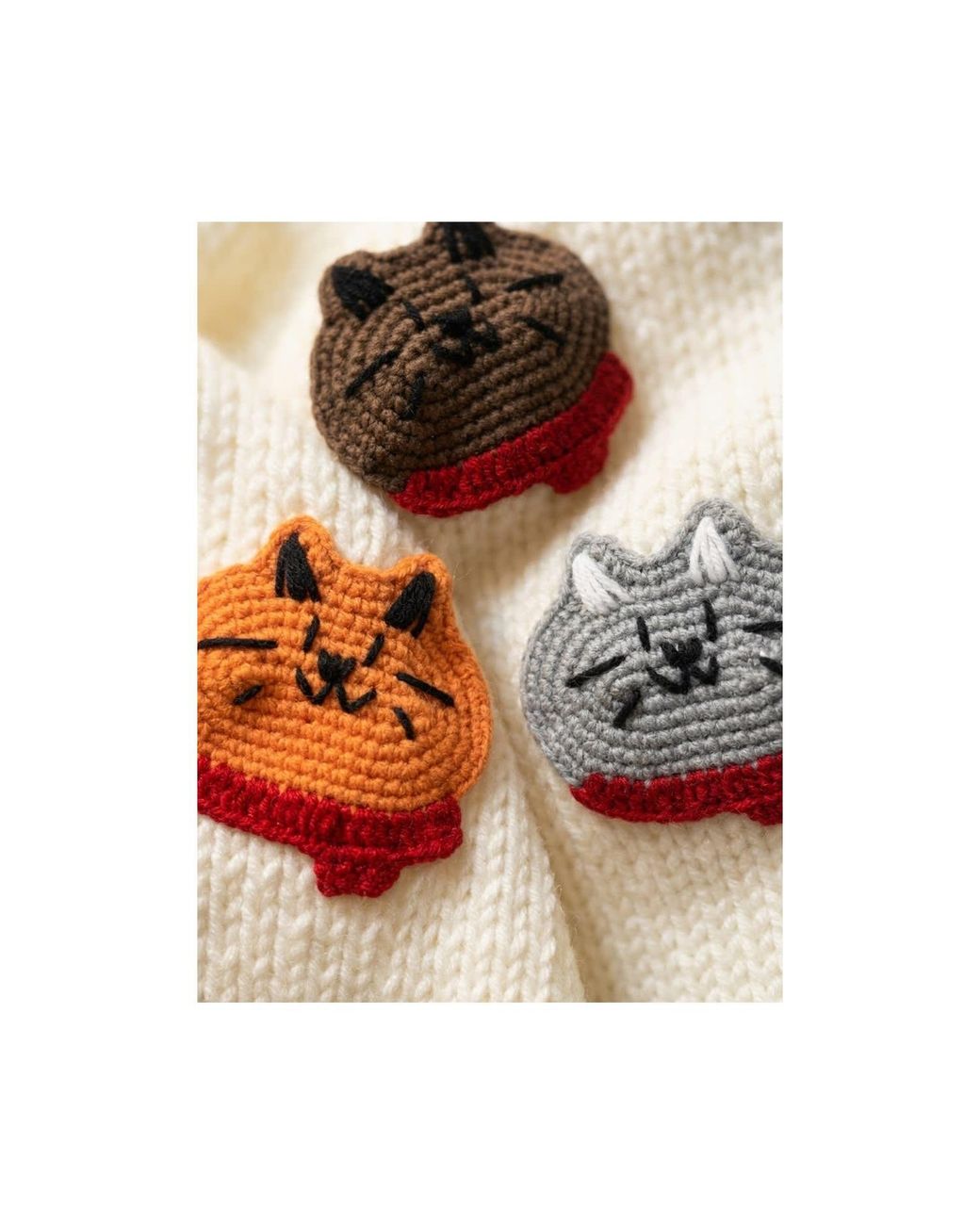 Ana Chic Multicolor Neutrals Collar Cat Handmade Knitted Cardigan