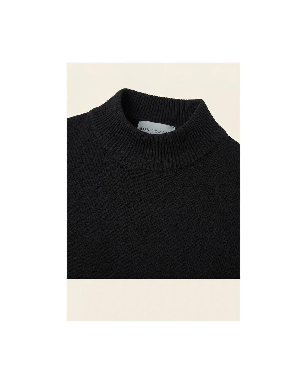 Ron Tomson Black Mock Neck Relaxed Sweater for men