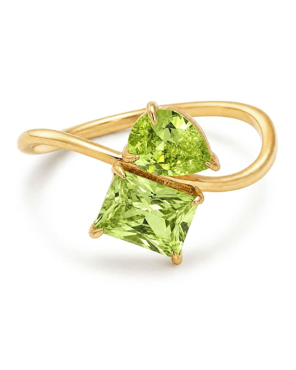 Belinda Jewelz Yellow Peridot Wavy Toi Et Moi Birthstone Ring