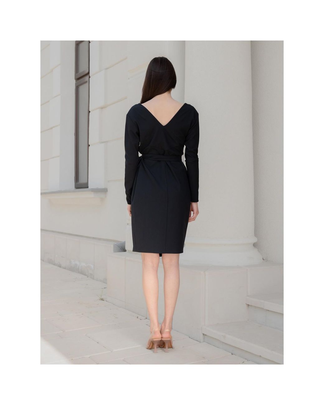 concept A trois Blue Wrap Long Sleeve Dress