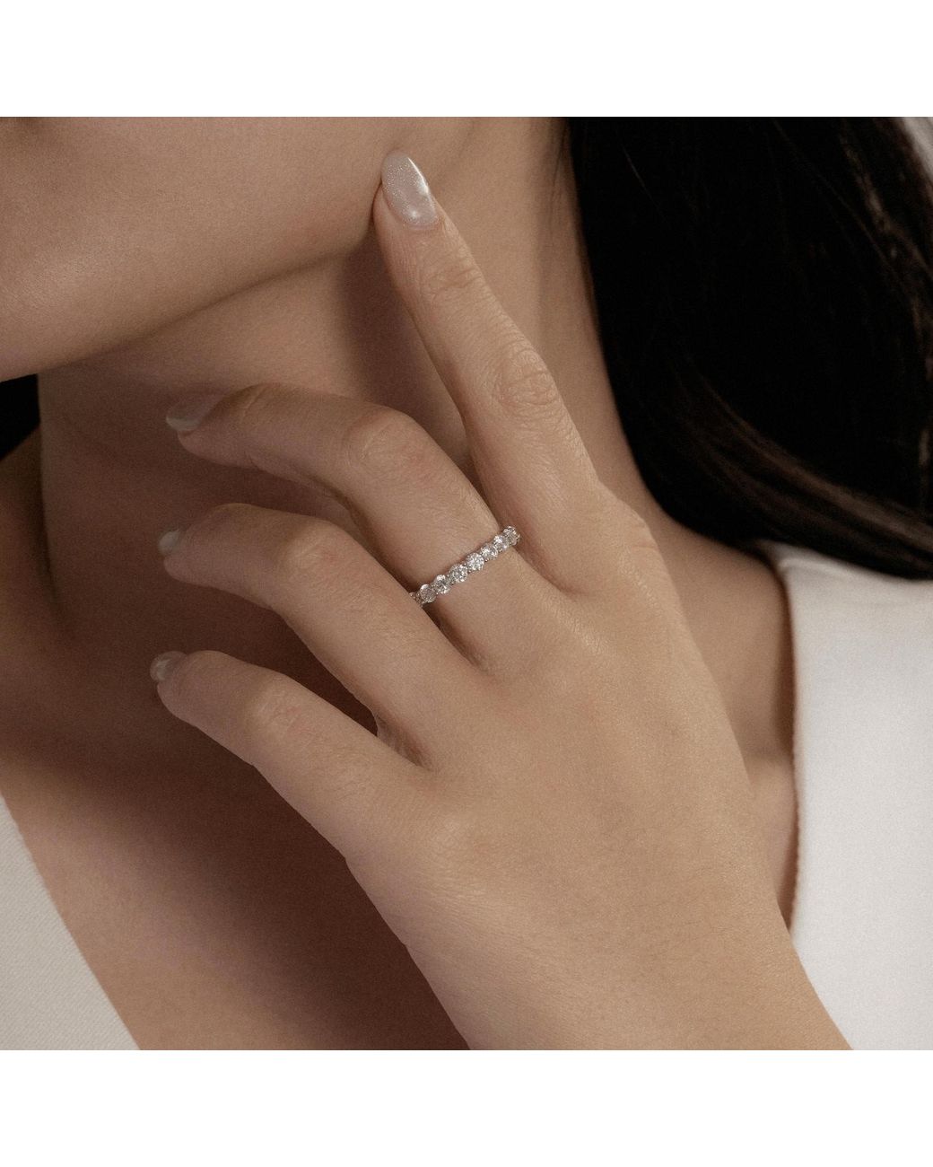 Diamonbliss Metallic Two Carats Round Eternity Ring