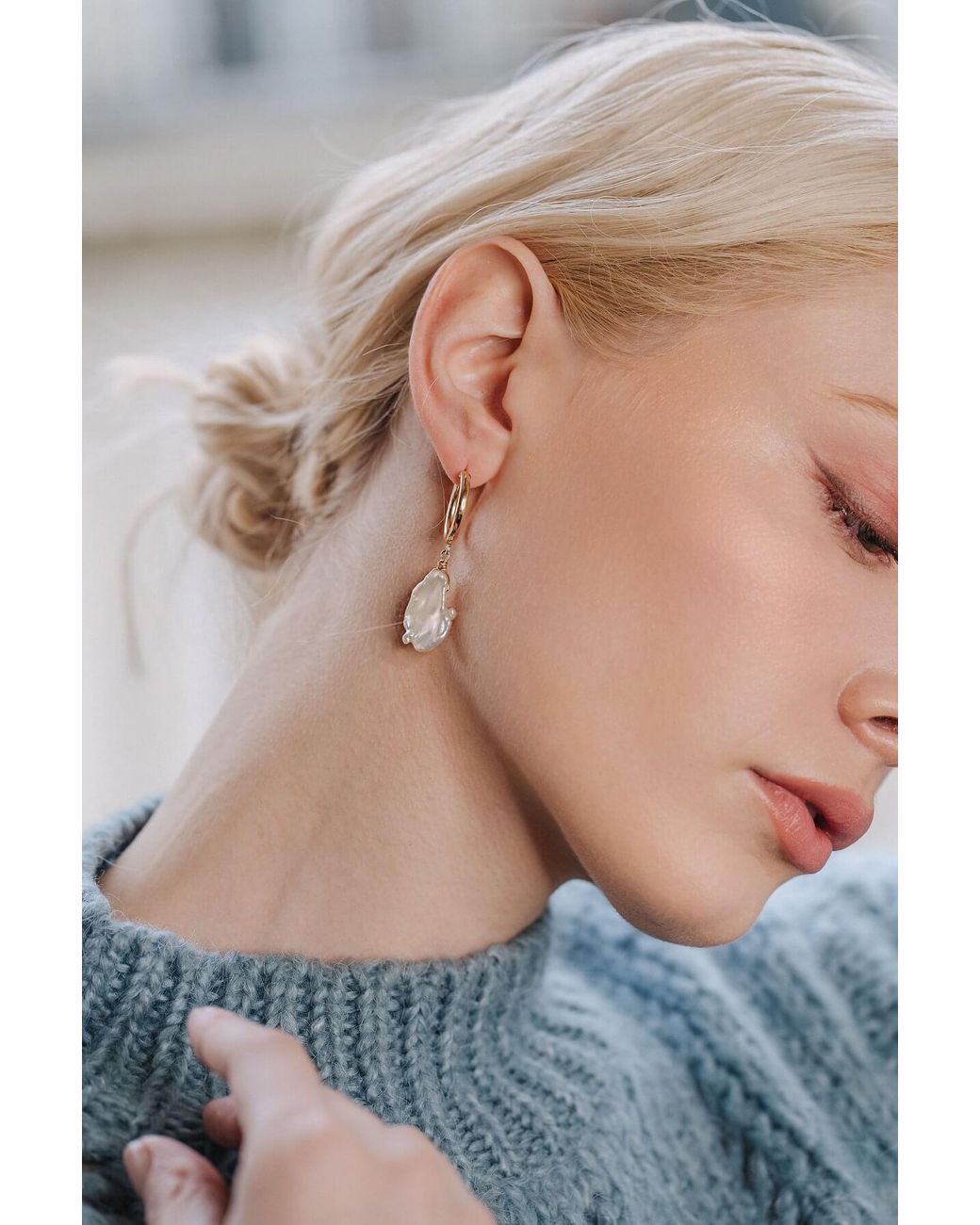 Katy Faye Metallic Joann Pearl Earrings