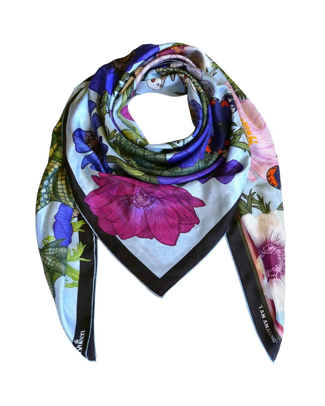 Kueen Blue Silk Scarf