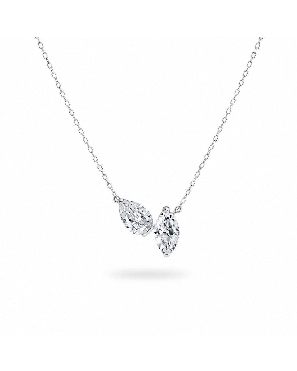 Spero London Metallic Pear & Marquise Sterling Necklace