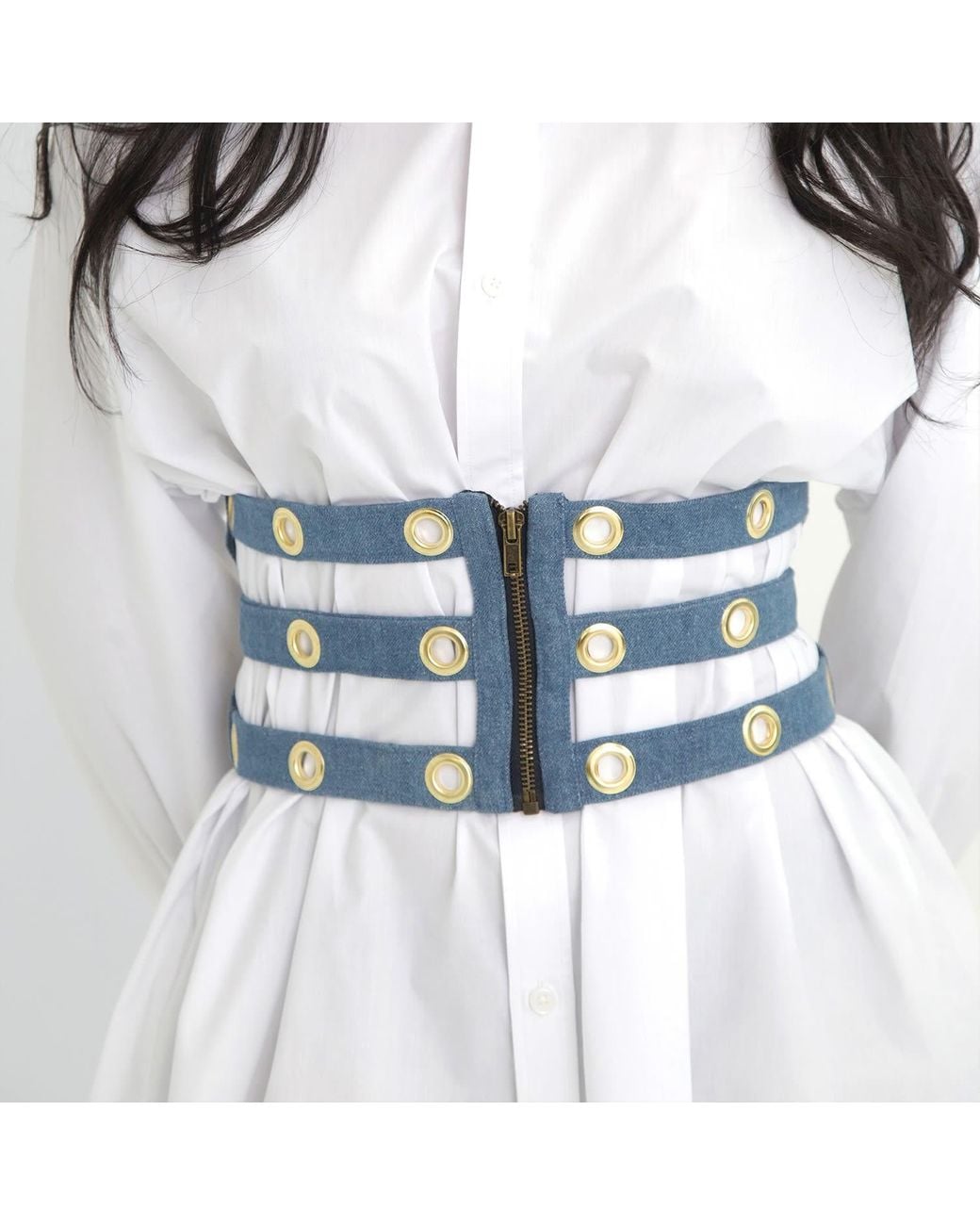 Maui X Lolita Blue Nova Denim Grommet Corset Belt