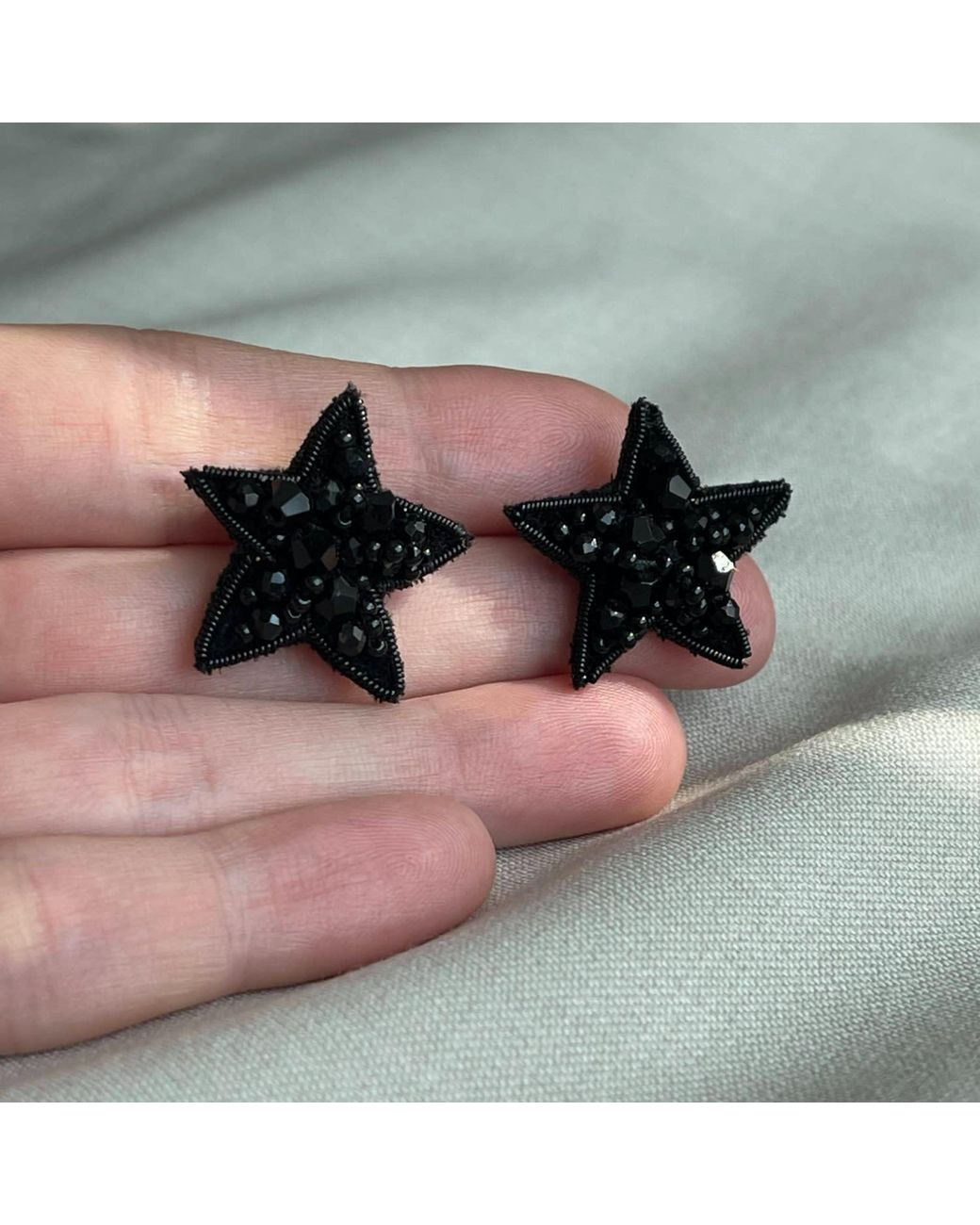 VETKA Black Star Stud Earrings – Starlit Whisper