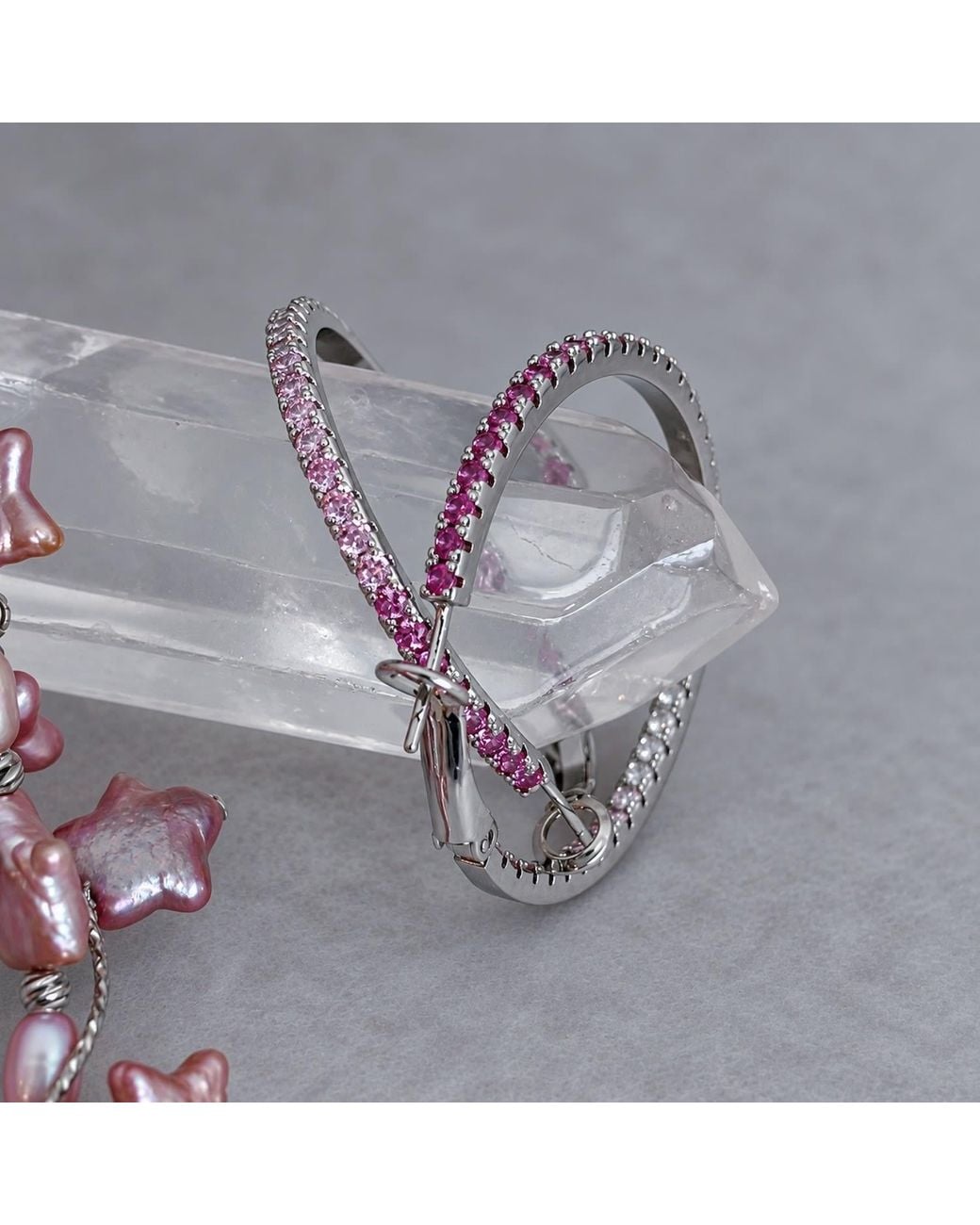 Ninemoo Blue Lueur Rosé E Gradient Crystal Hoop Earrings –