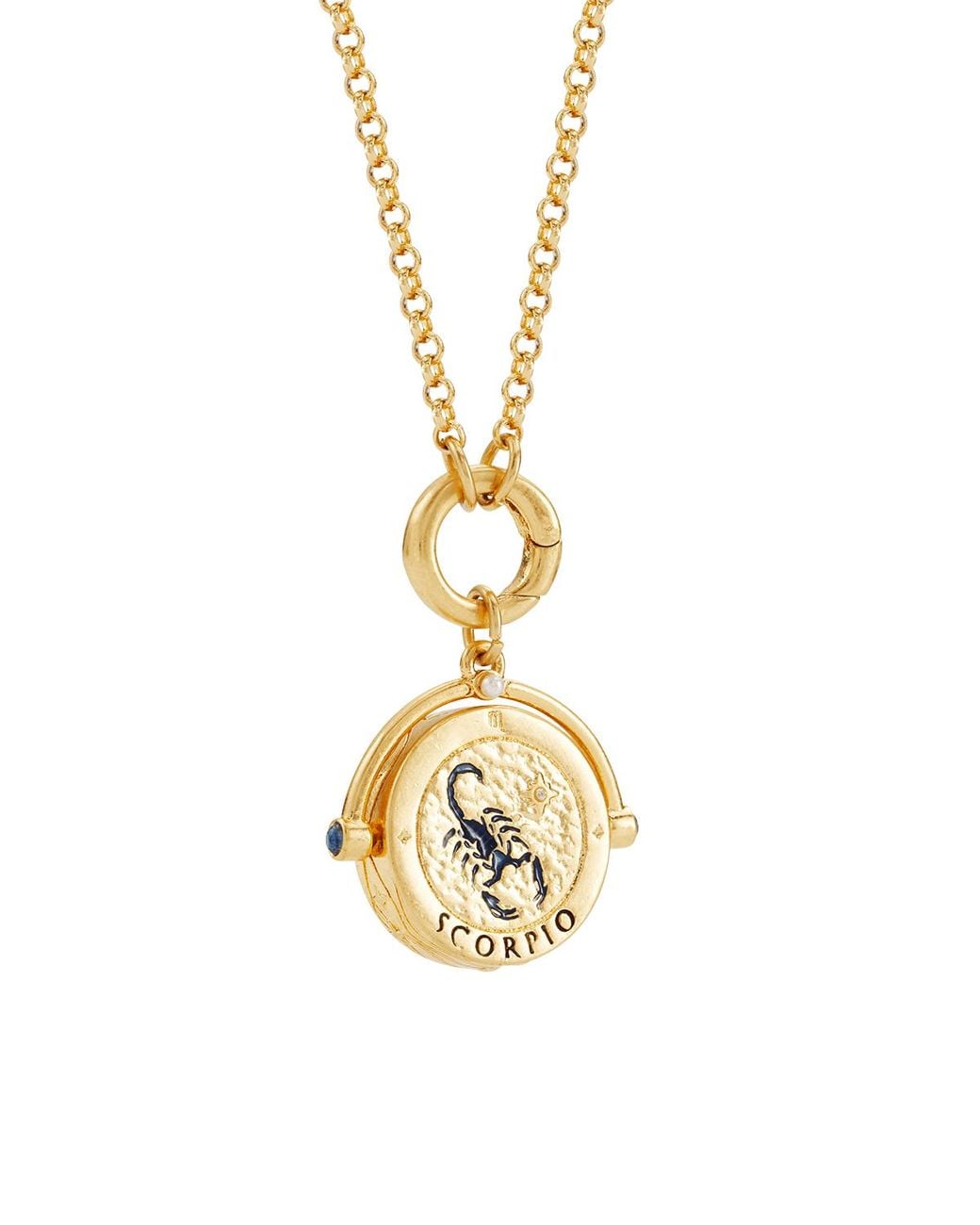 Fable England Metallic Scorpio Zodiac Spinner Necklace