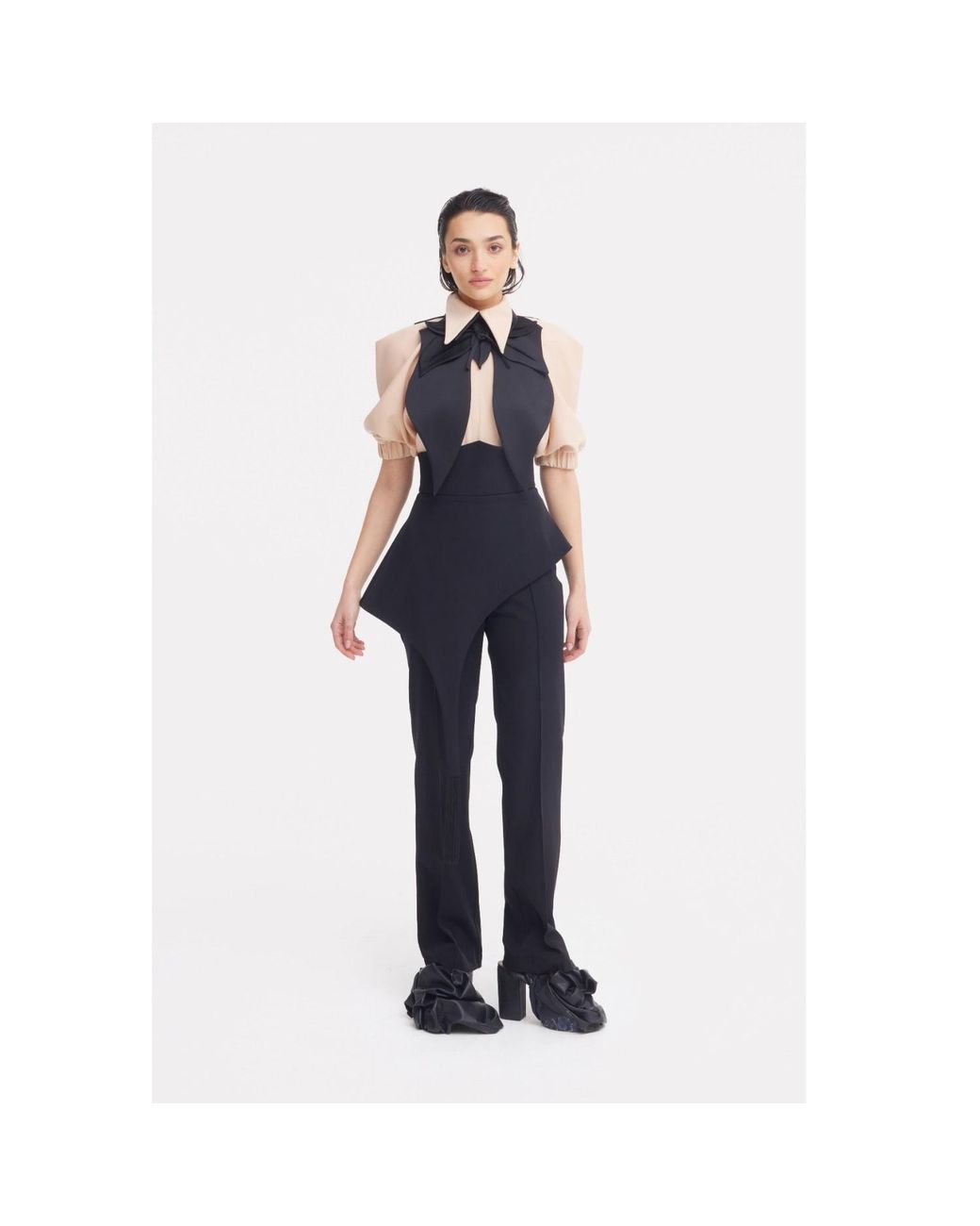 Julia Allert Black Full-Length Tailored Straight Leg Pants With Back Zipper