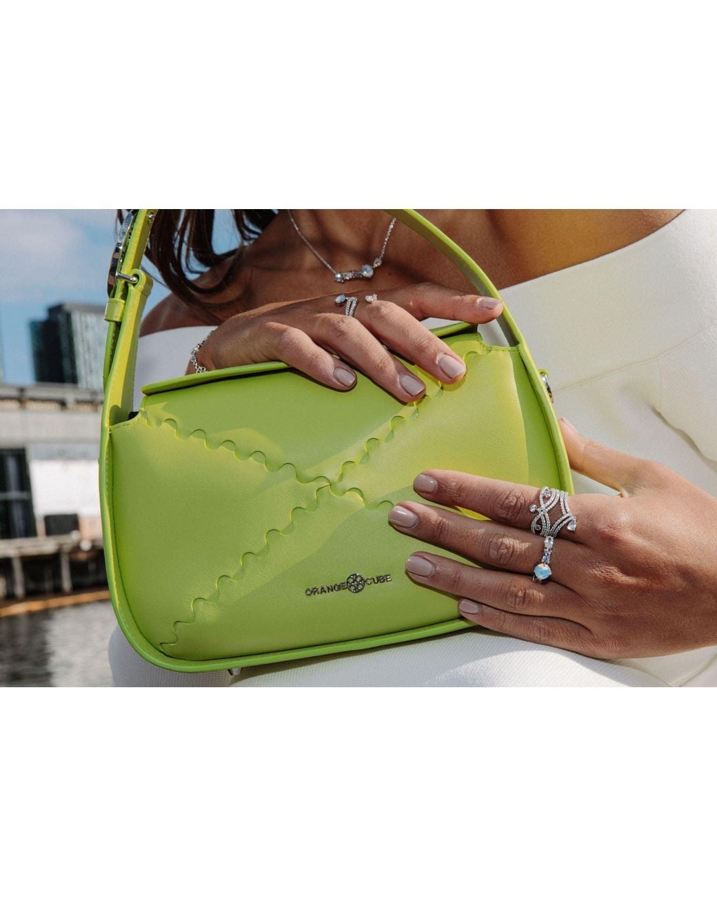 Orange Cube Green Classic Mosaic Box Bag