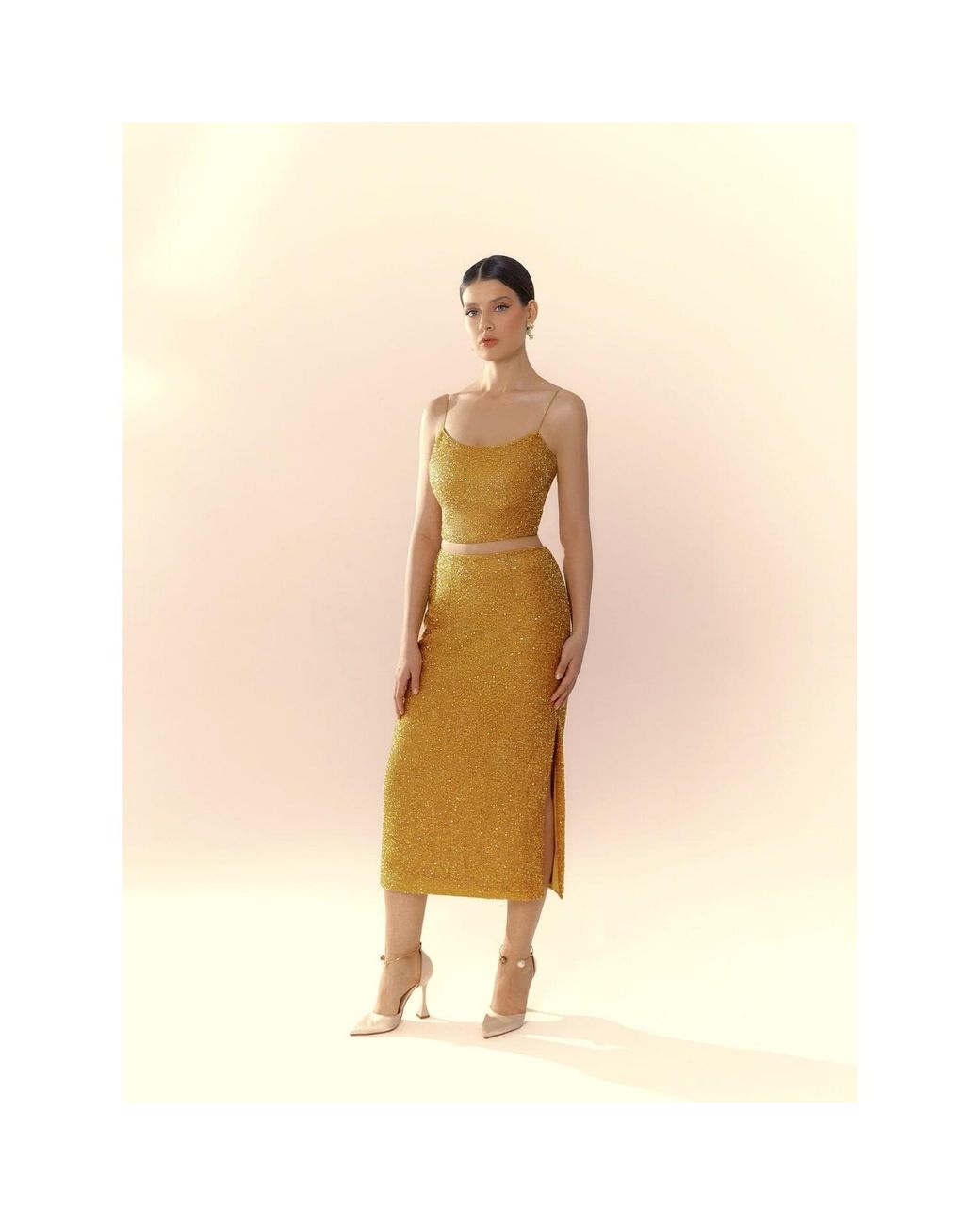 Elsava Yellow Lina Sequin Skirt
