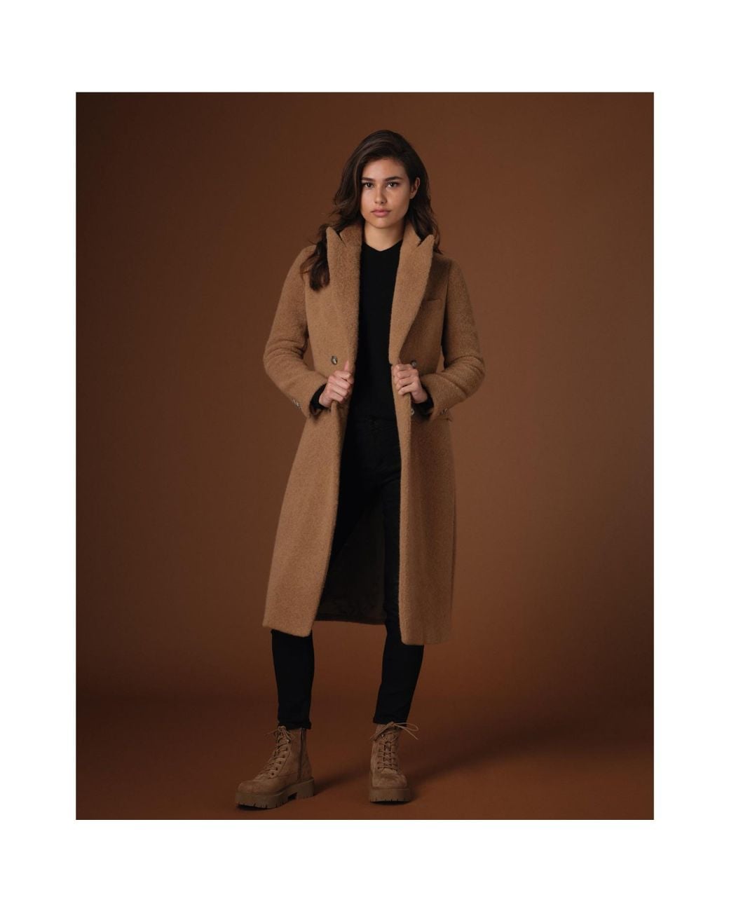 Vulto Brown Camel Double Breasted Coat