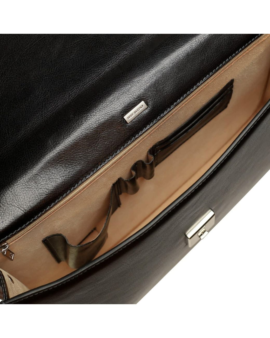 Time Resistance Black Leather Briefcase