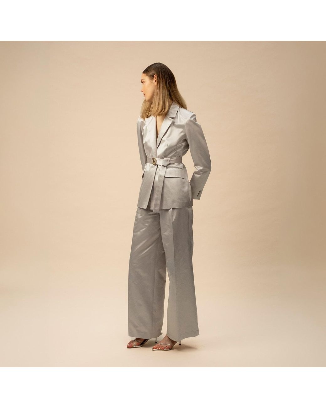 Anse Victorin Gray Claire Silk Cotton Blazer