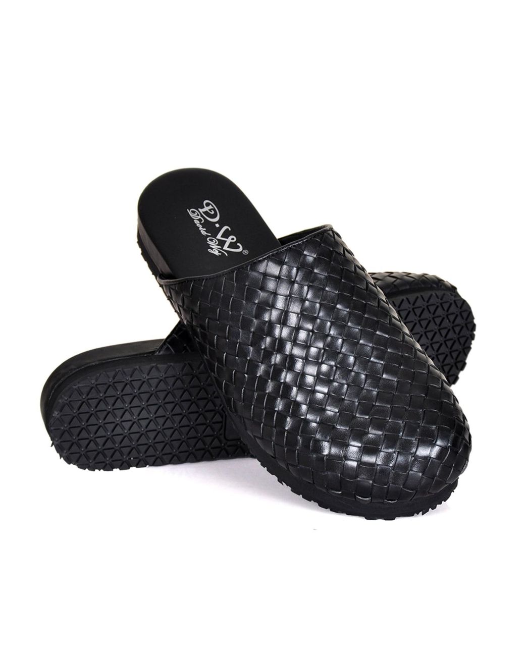 DAVID WEJ Black Lorenzo Handmade Woven Mules for men