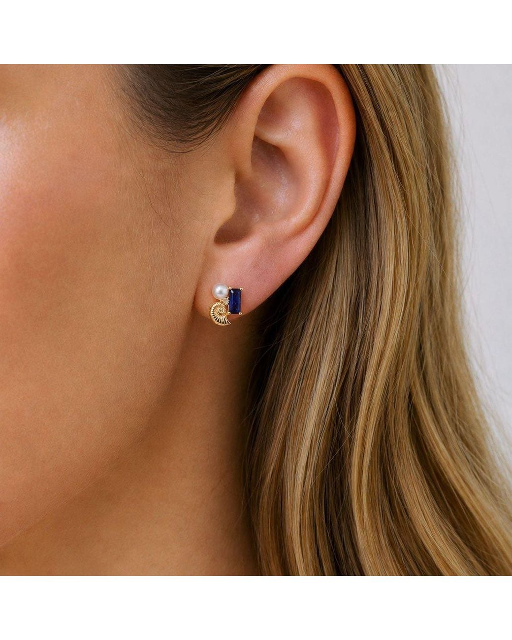 Cier Blue Ocean Cluster Stud Earrings for men