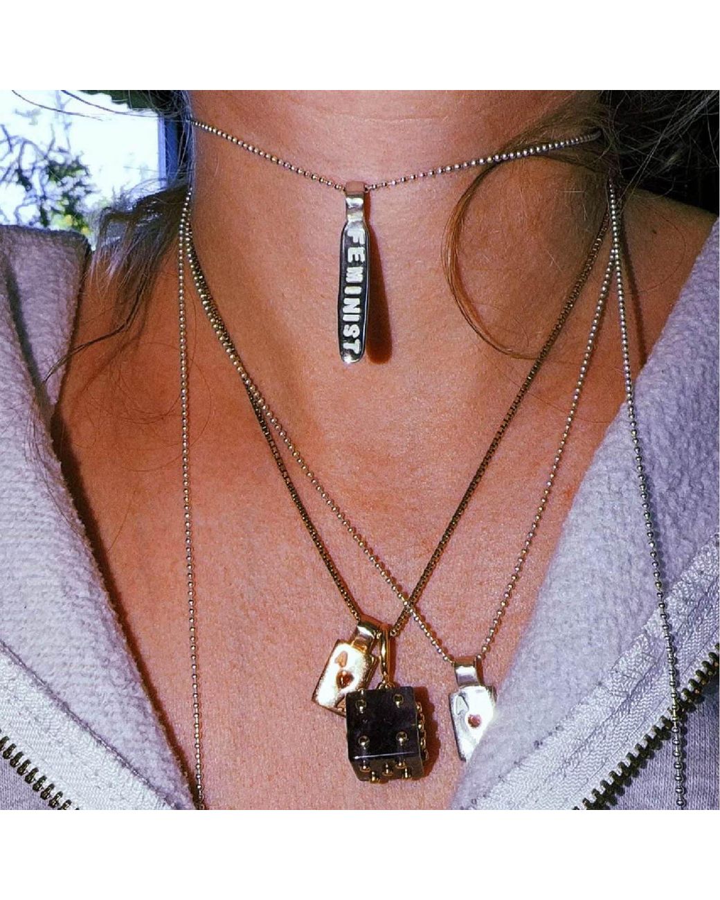 The Lila Lobster Metallic Feminist Charm
