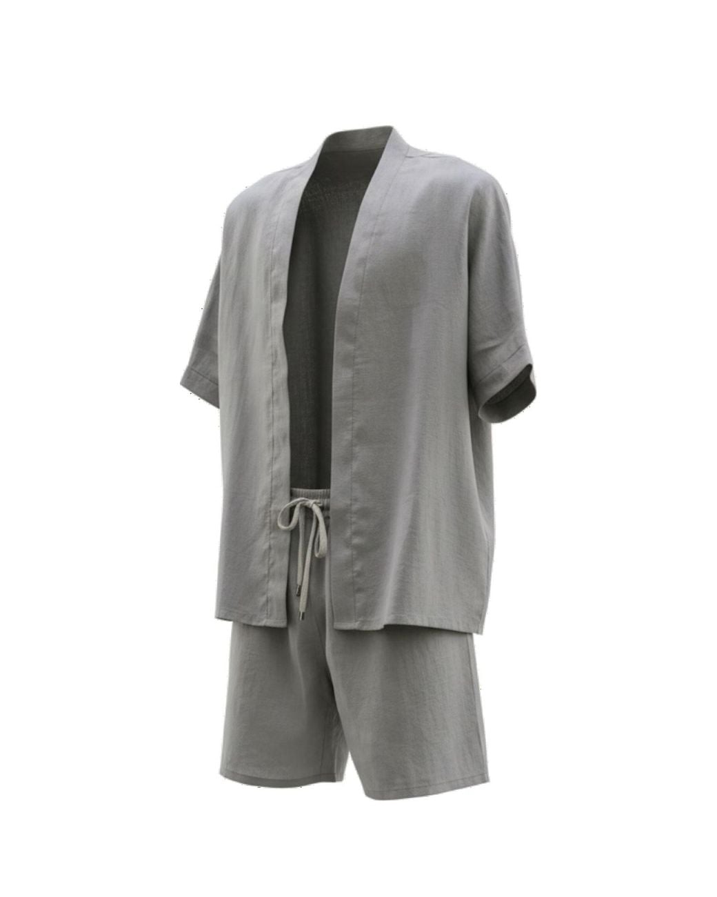 ORIGIN OF HEARTS Gray Inari Titanium Linen Resort Kimono Set for men