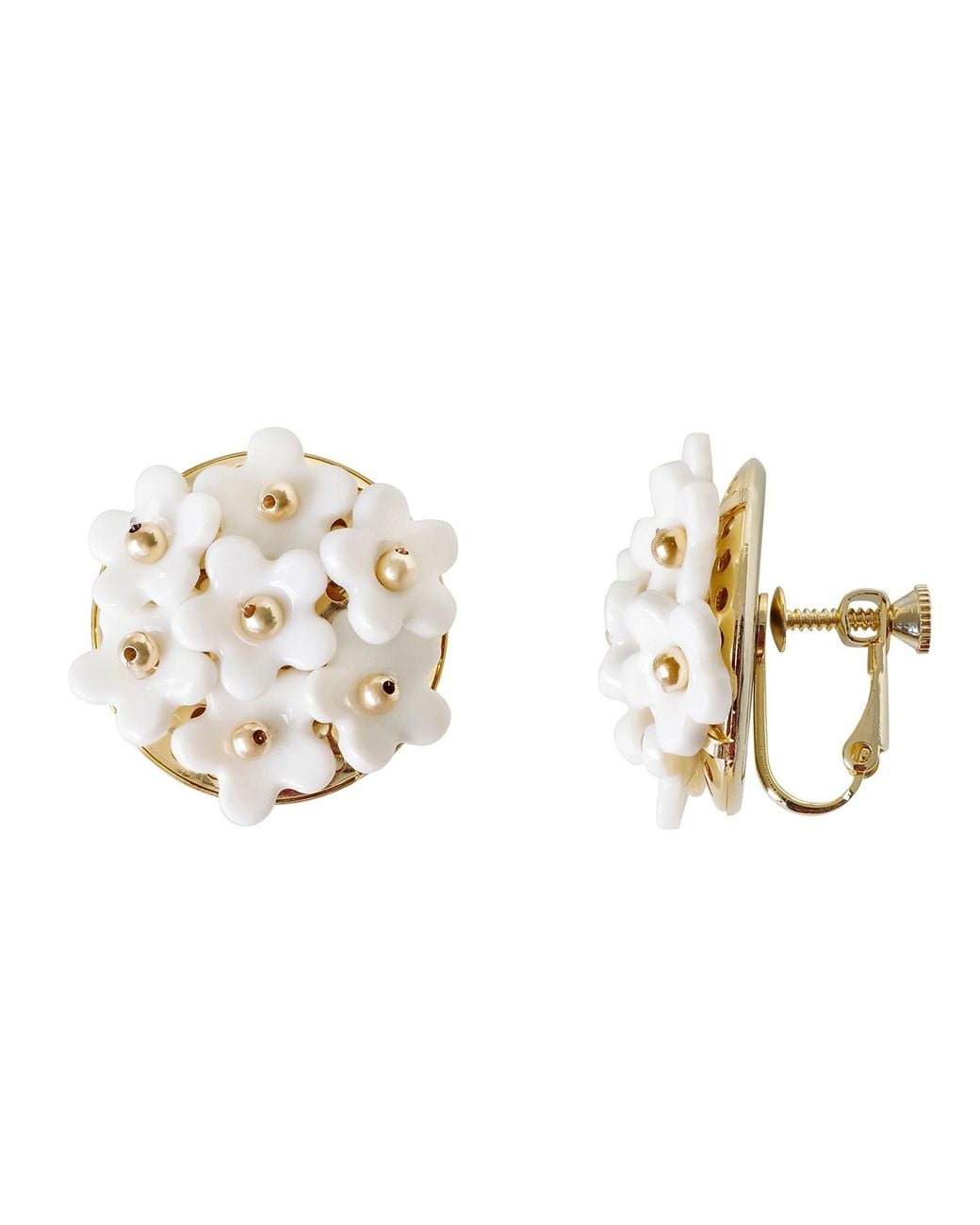 POPORCELAIN Metallic Mini Daisy Cluster Clip Earrings