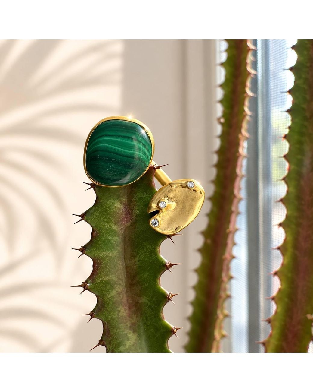 Rare Matters Jewelry Green Smooth Malachite Statement Ring