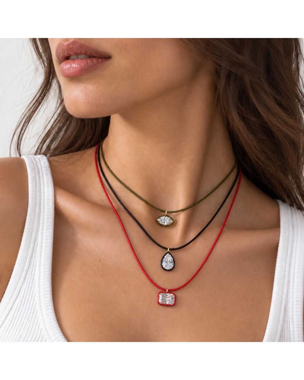 SHYMI Metallic Color Cord Pendant Necklace