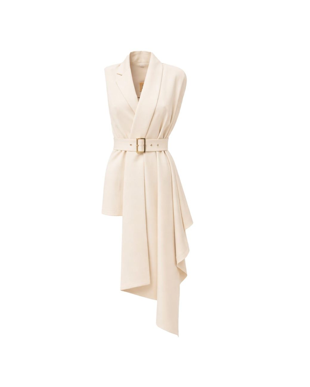 Julia Allert Natural Neutrals Asymmetrical Sleeveless Blazer — Ecru