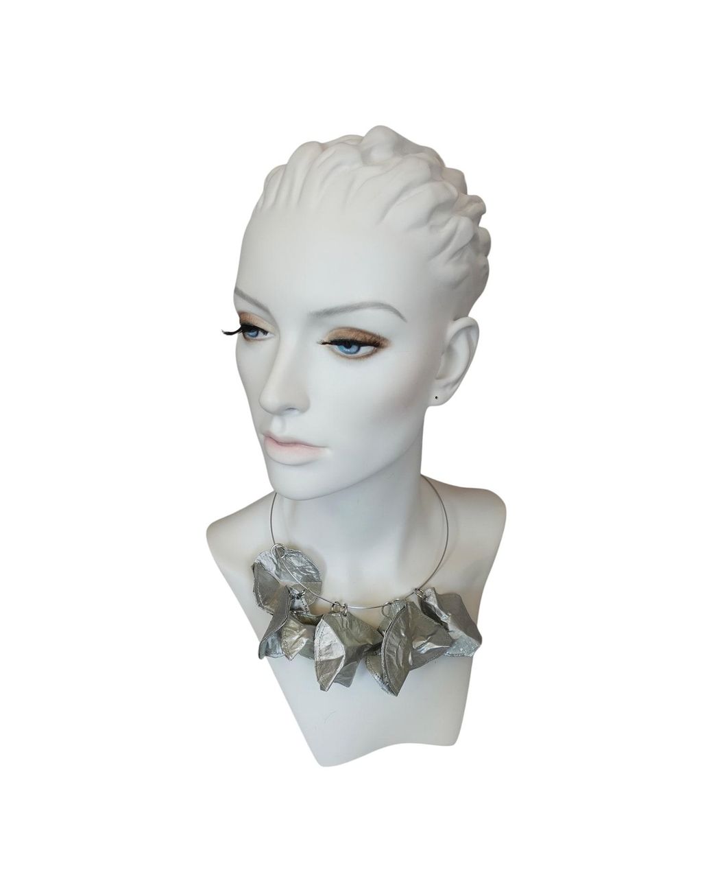 Romer Millinery Gray Metallic Silk Coin Choker