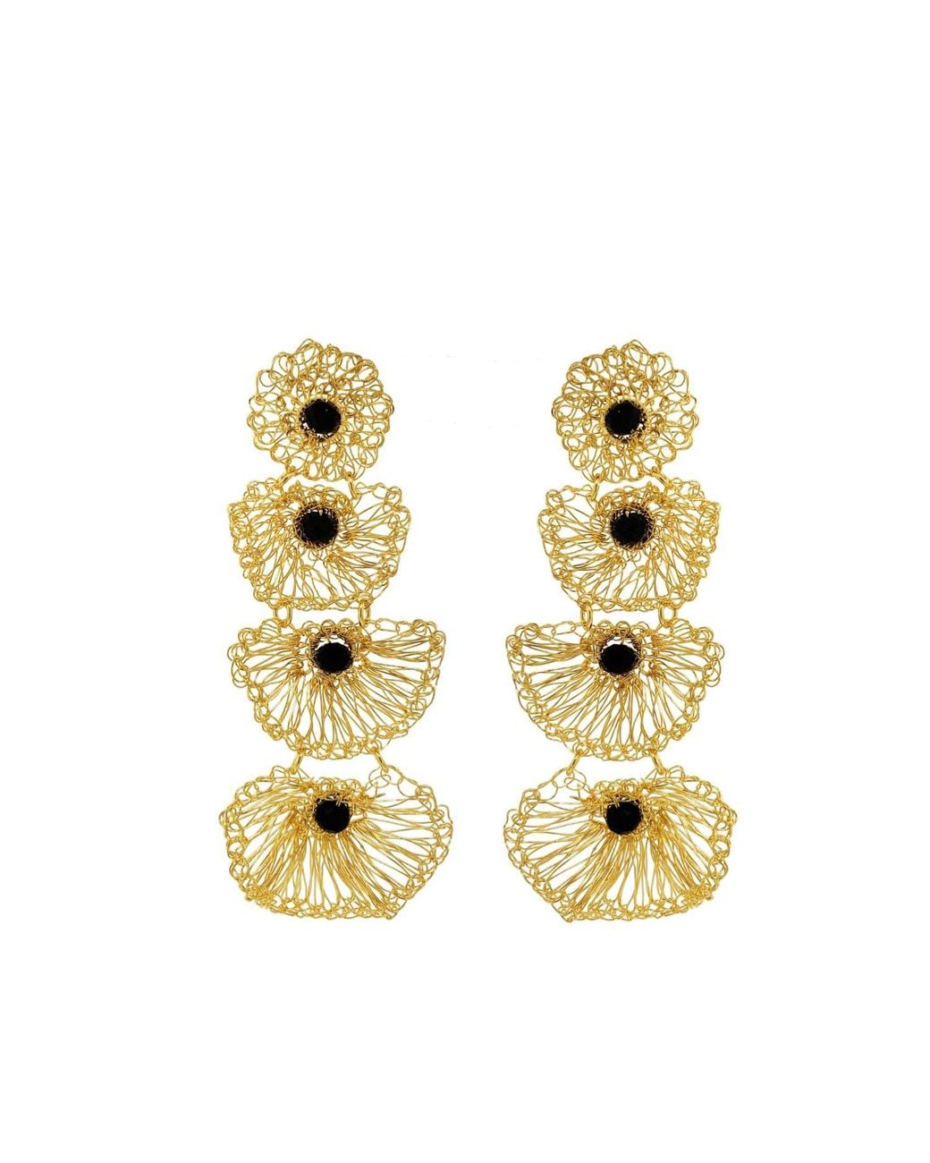 Lavish by Tricia Milaneze Metallic Shells Cascade Handmade Crochet Earrings