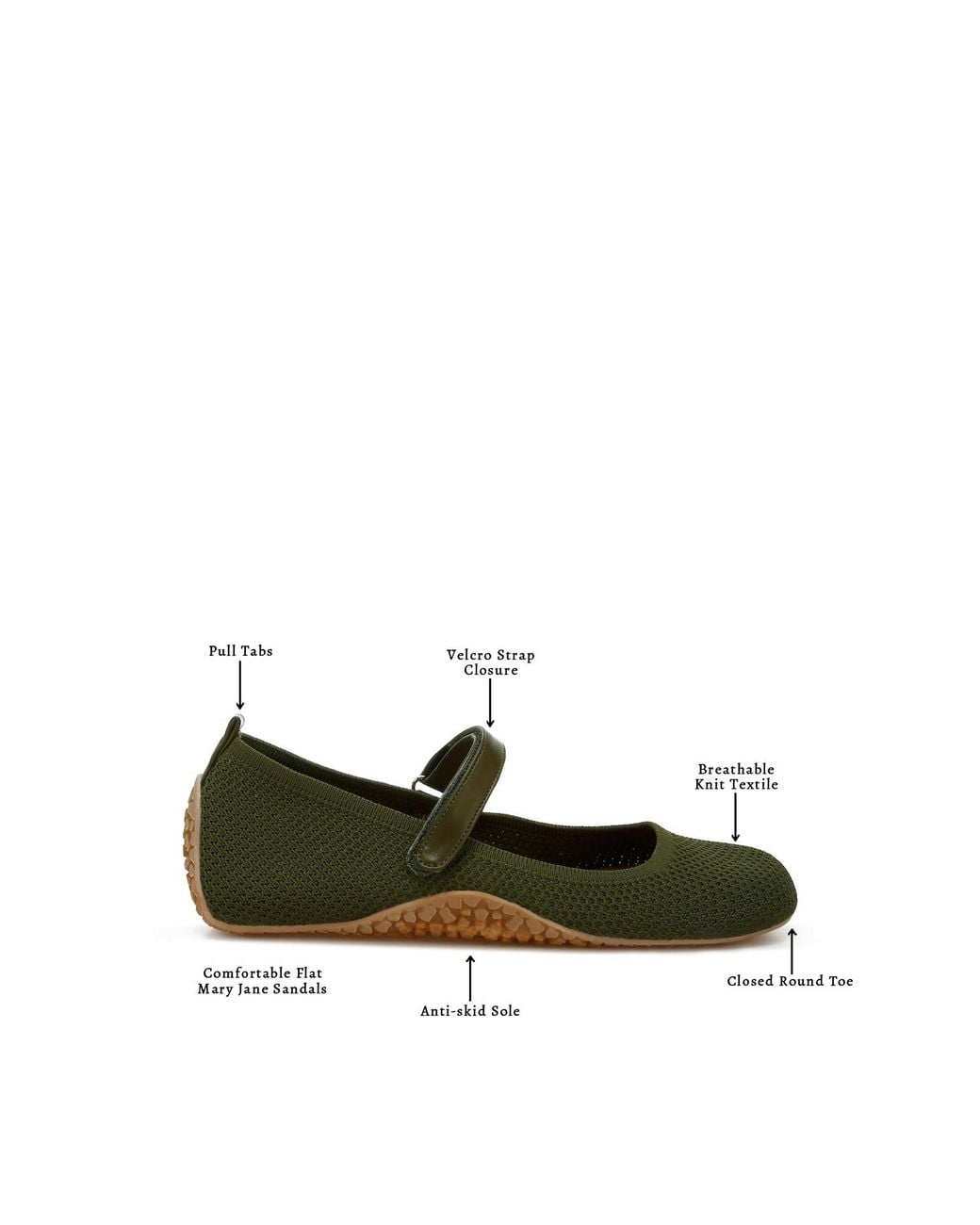 Rag & Co Green Nordeux Velcro Strap Mary Jane Ballerinas