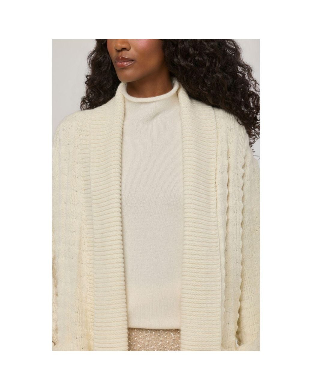 The Extreme Collection Natural Neutrals Ecru Long Knit Cardigan Dominic