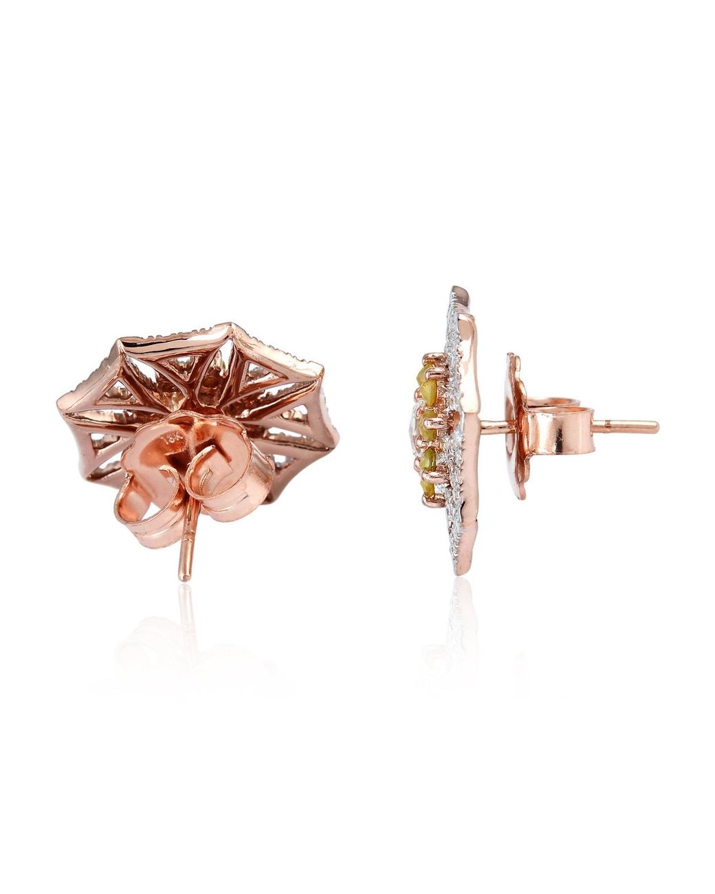 Artisan Metallic 18K & Diamond And Diamond Sunburst Earrings