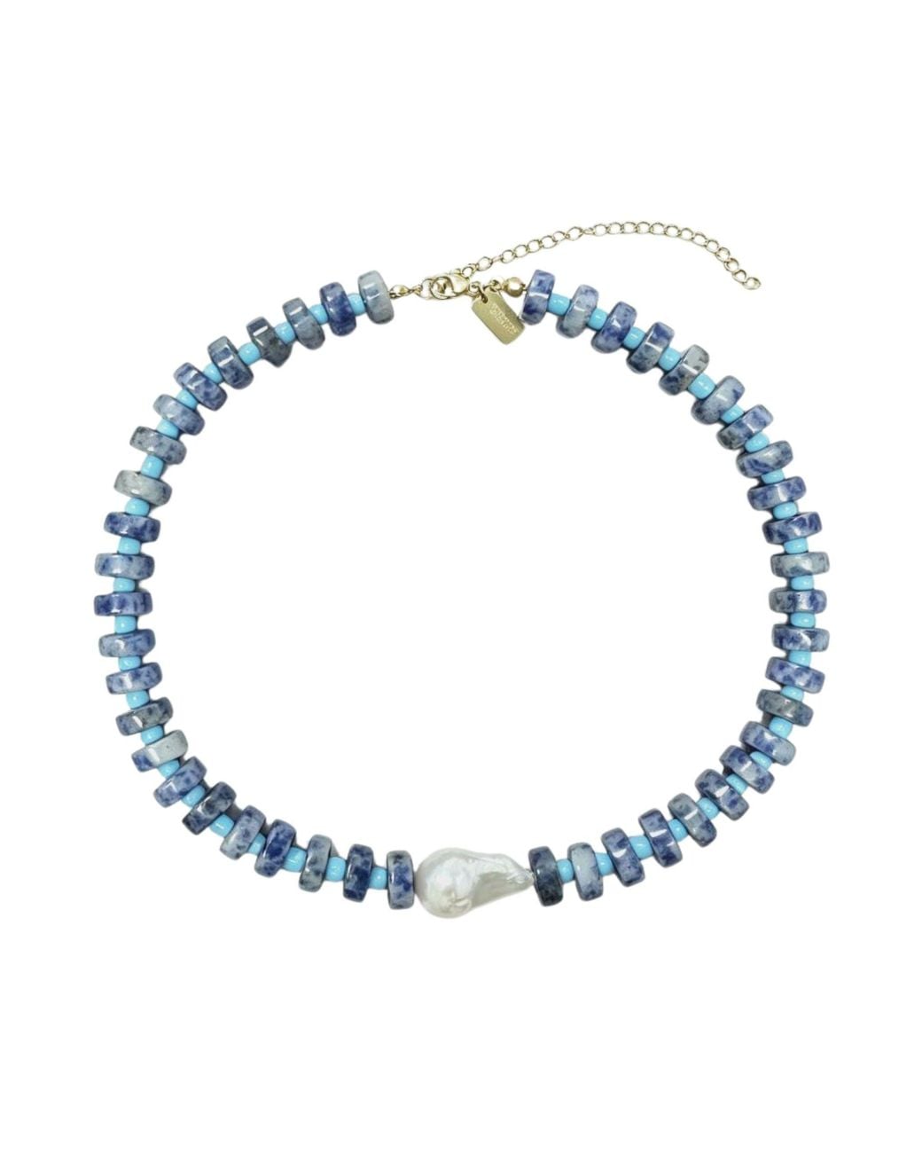 Christina Greene Blue Old Glory Baroque Pearl Beaded Necklace