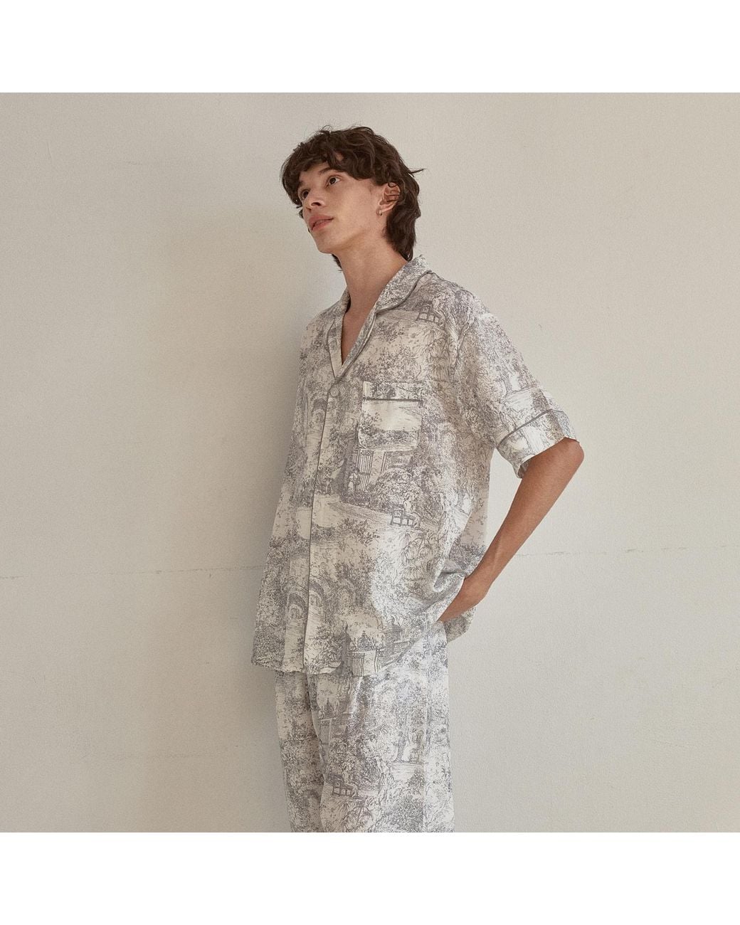Luna Luz Blue Rebecca Toile Cotton Short-Sleeve Pajama Set for men