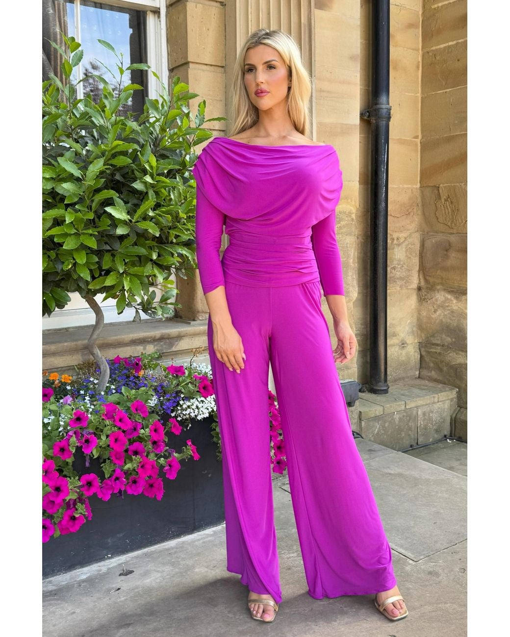 Atom Label Purple Carbon Jumpsuit With Sleeve