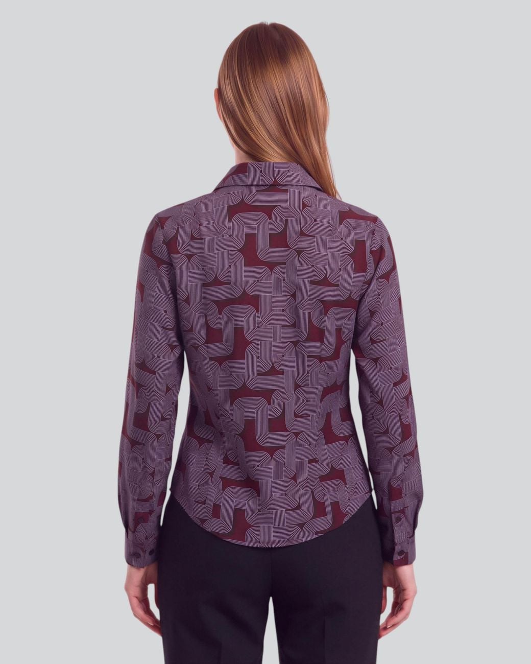 Lords of Harlech Purple Sutton Blons Geo Port Stretch Silk Long-Sleeve Shirt