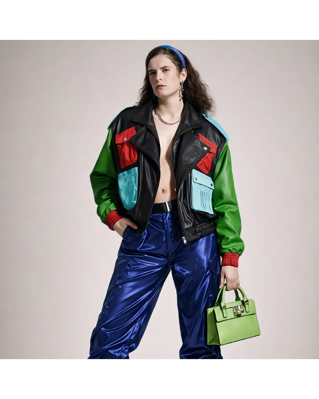 Zasta Studio Green The Wizard Two Multicolored Bomber Jacket For