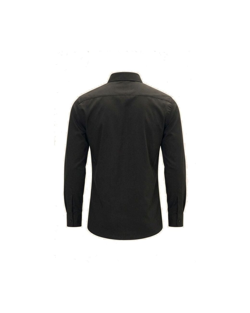 Ron Tomson Black Non-Iron Pure Cotton Spread Collar Dress Shirt for men