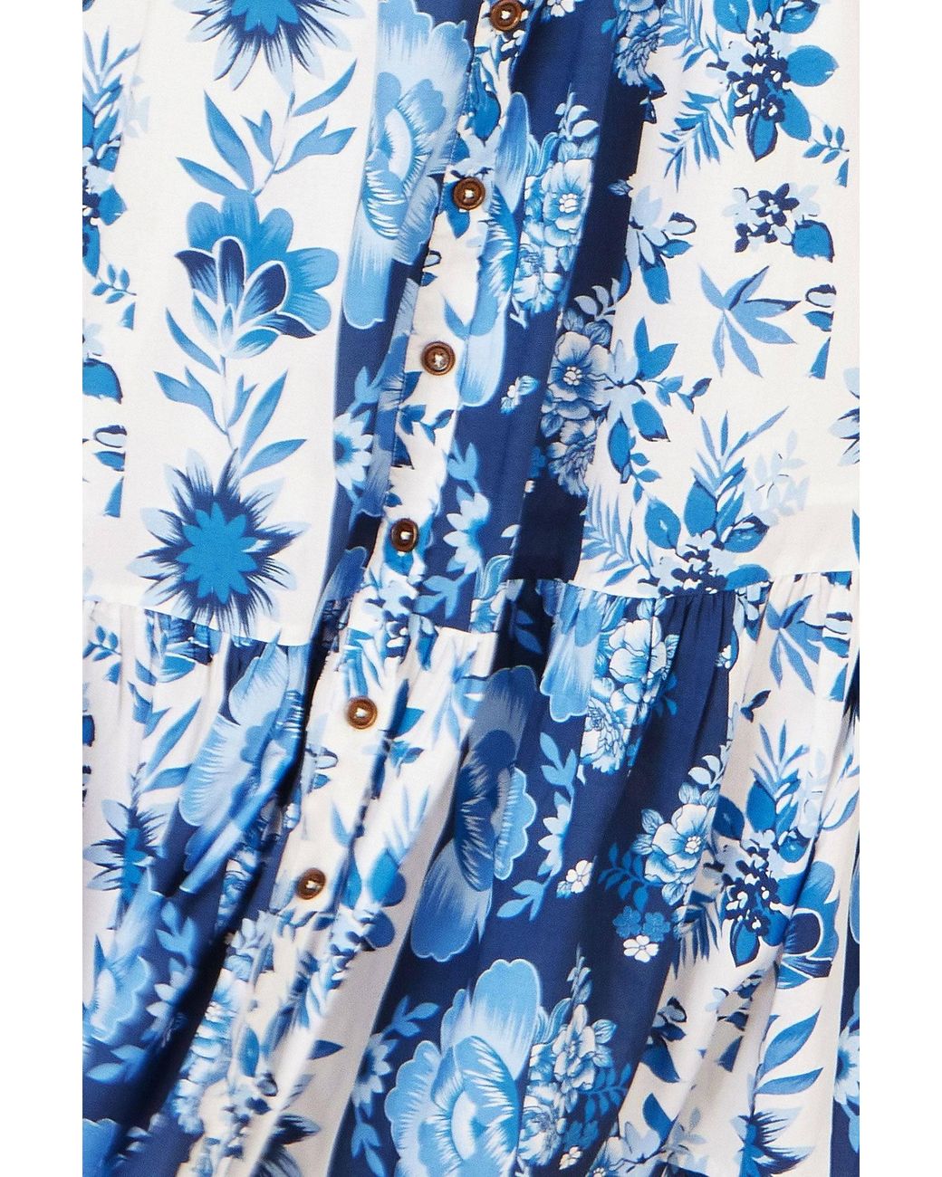 Yumi' Blue Floral Viscose Midi Shirt Dress With Matching Belt