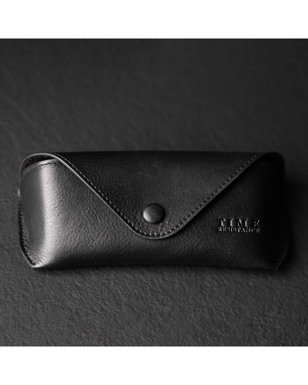 Time Resistance Black Leather Glasses Case For