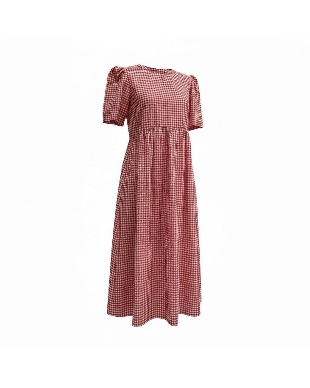 BEIRA Red Flora Dress – Gingham Cotton