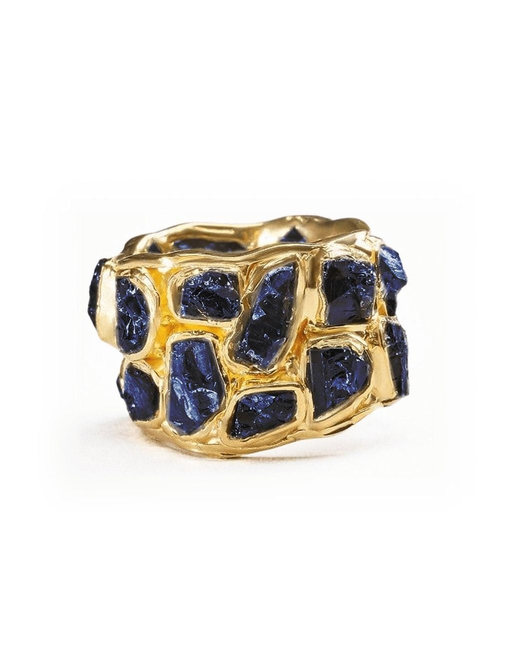 German Kabirski Multicolor Alcina Natural Raw Sapphire Plated Ring