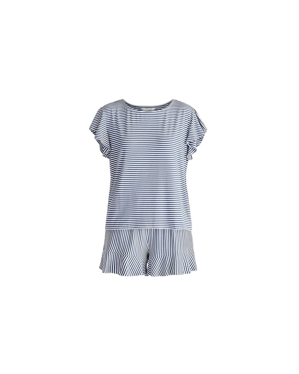 Paisie Blue Frill Pyjama T-Shirt And Shorts