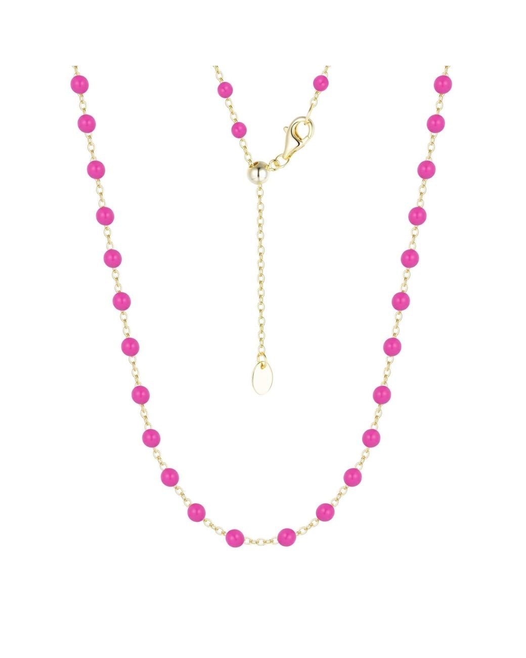 KAMARIA Pink Enamel Beaded Chain Necklace