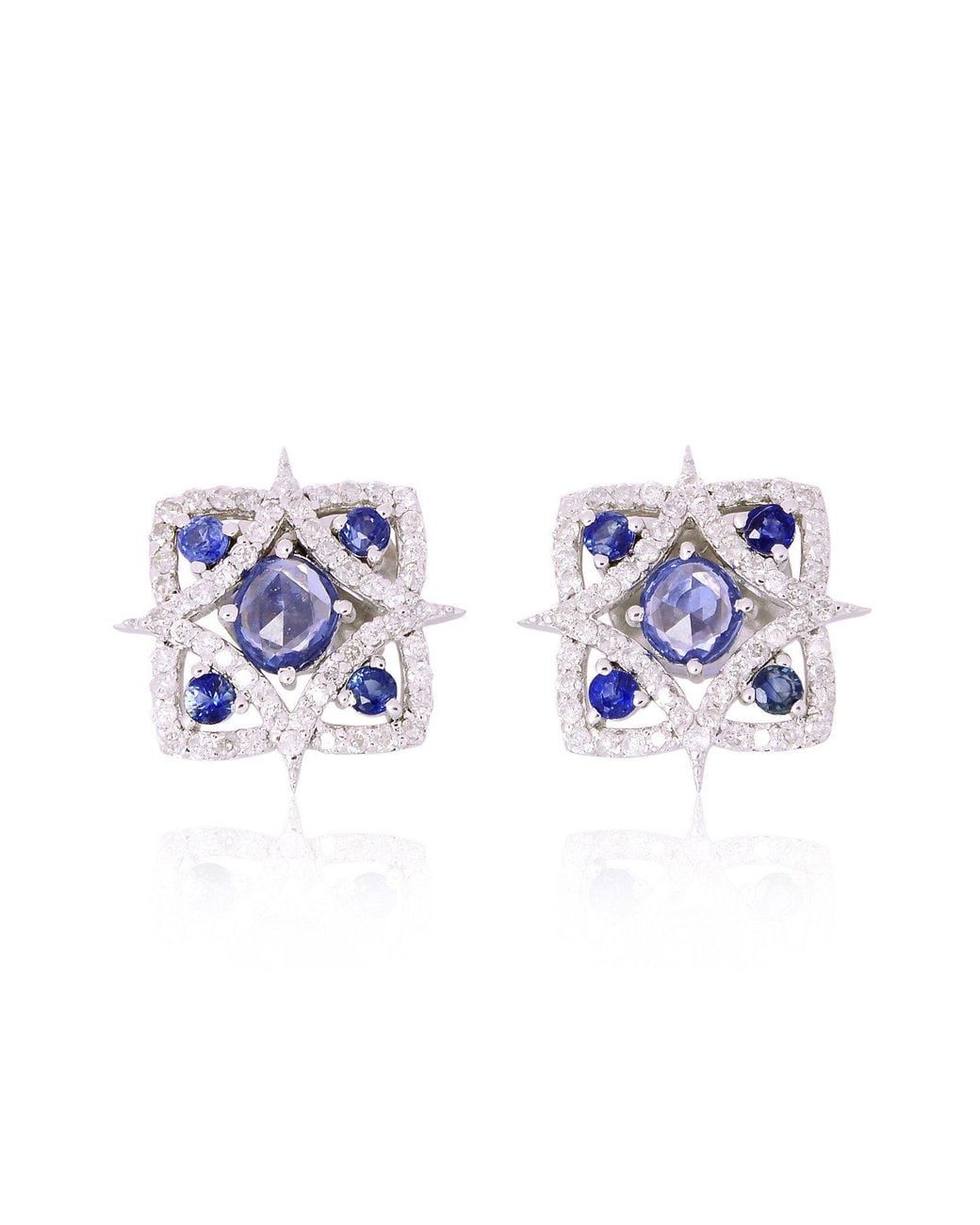 Artisan Blue 18K Sapphire & Diamond Stud Earrings