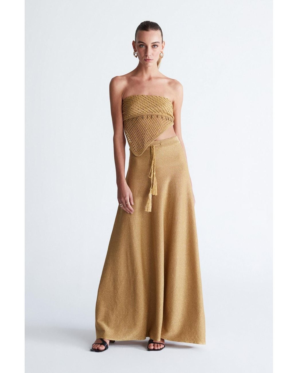 Peraluna Natural Marilyn Glittery Maxi Knit Skirt
