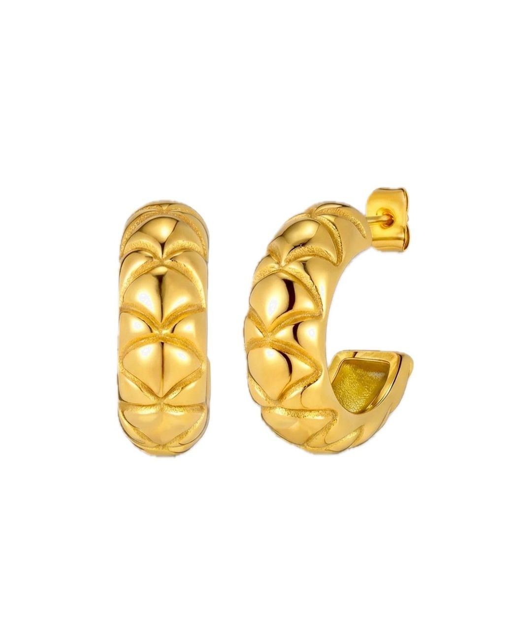 Elk & Bloom Metallic Chunky 14K Engraved Huggie Hoops